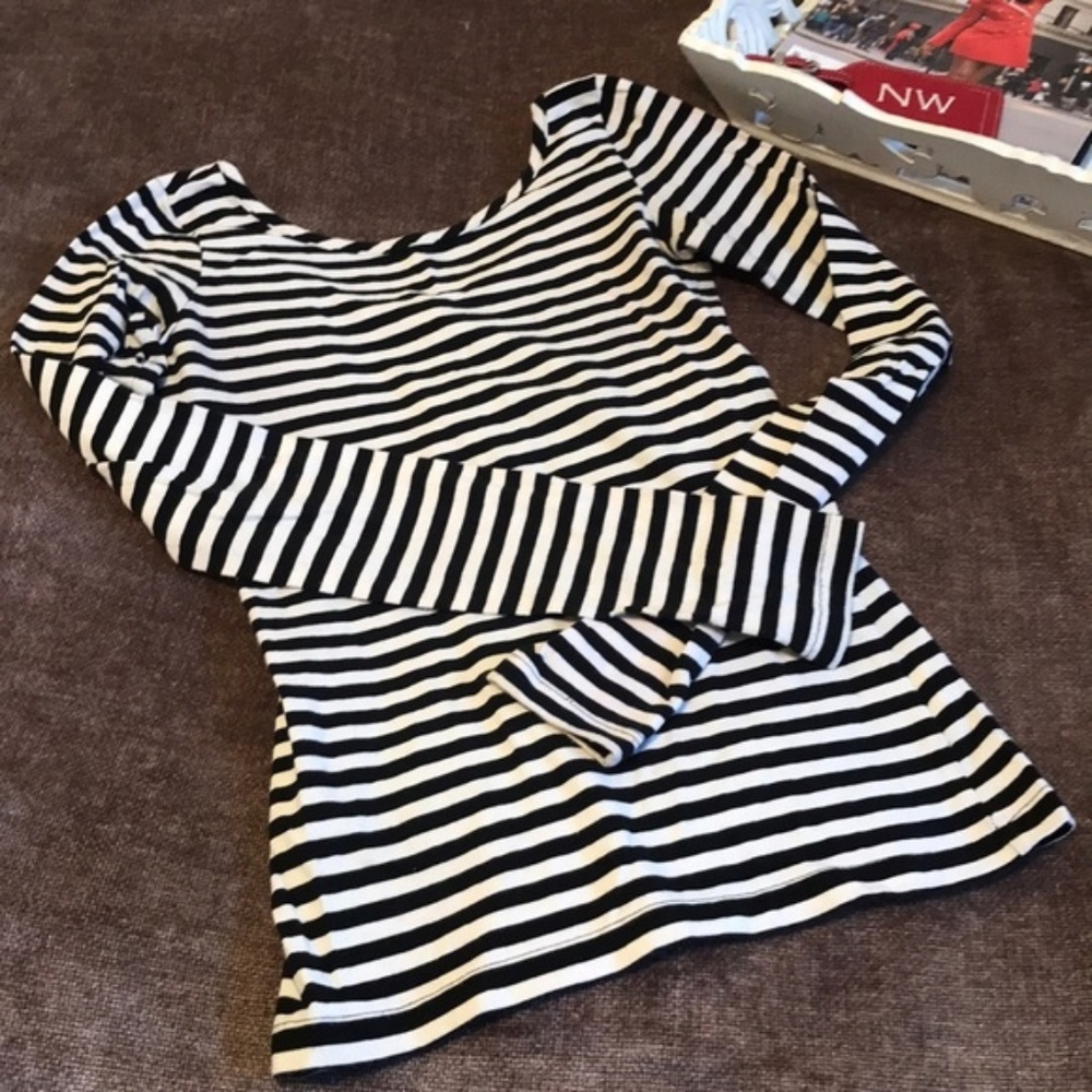 PH8 Black & White long sleeved top with scoop neck